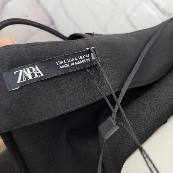 NWT ZARA Black Strap Women's Midi Dress Zip Back Sz L - Picture 5 of 7
